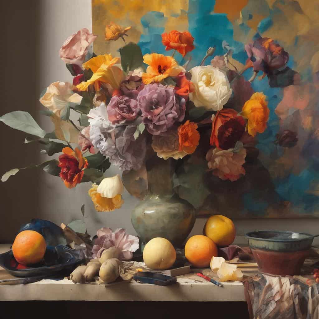 Λουλούδια και προσωπικό ύφος καλλιτεχνικής δημιουργίας, όραμα και μοναδικότητα.